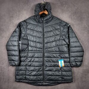 Columbia Pacific Locks Long Jacket Womens 2X‎ Black Hooded Insulated Puffer